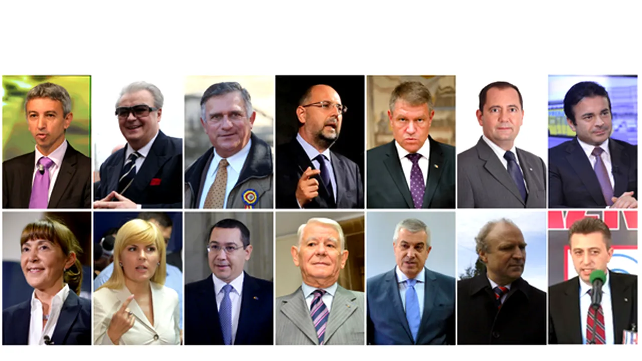 ALEGERI PREZIDENŢIALE 2014 - 14 aspiranţi şi o premieră, candidatura a două femei. Meseriile, averea şi vârsta candidaţilor