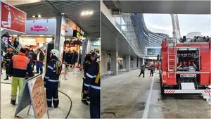 FOTO şi VIDEO: Incendiu în terminalul plecări al Aeroportului Otopeni. Sute de oameni au fost evacuaţi