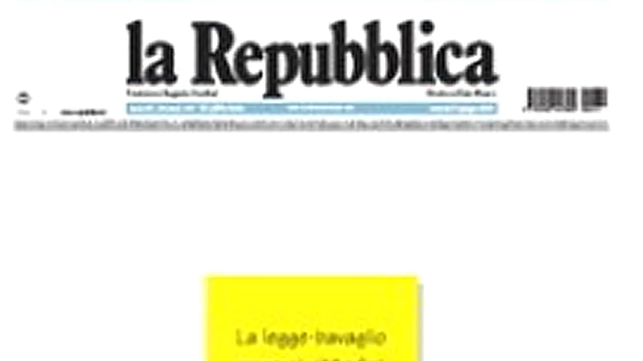 La Repubblica a avut prima pagină albă, în semn de protest faţă de legea interceptărilor