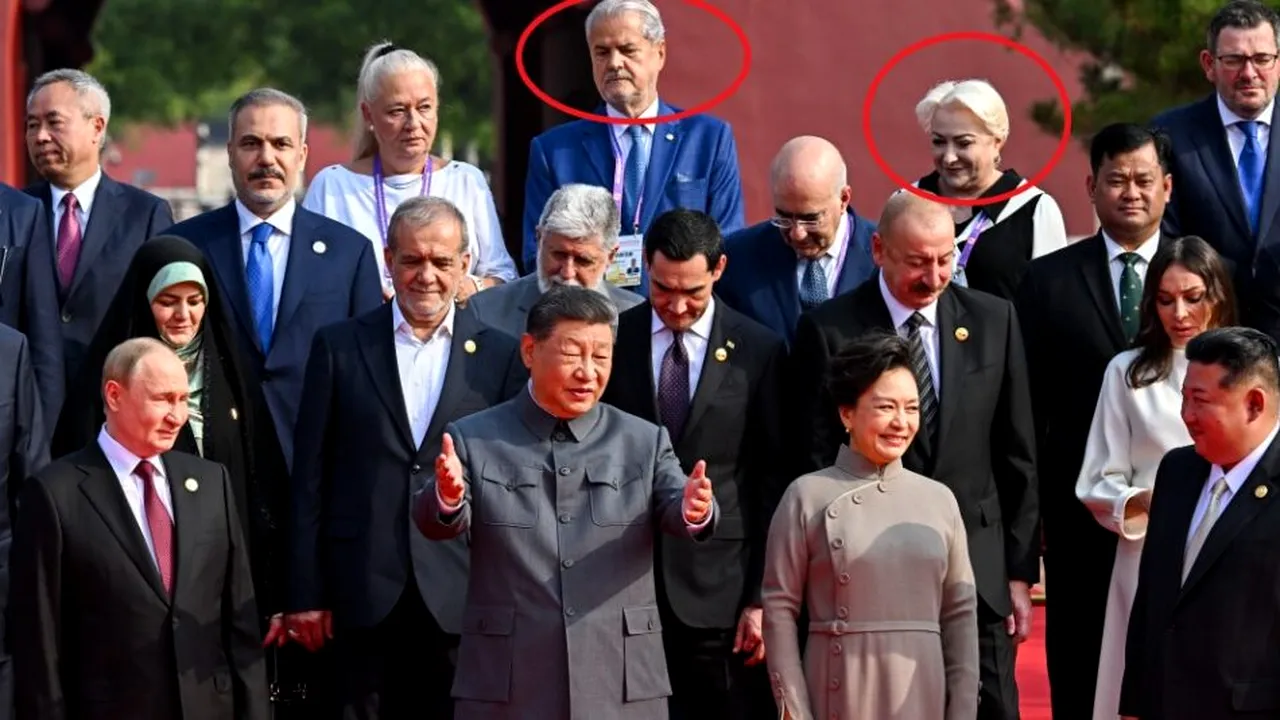 Adrian Năstase și Viorica Dăncilă, la parada militară din Beijing, alături de Putin, Xi Jinping și Kim Jong Un