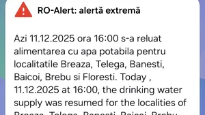 Apa potabilă revine în șase localități din Prahova. RO-Alert trimis locuitorilor