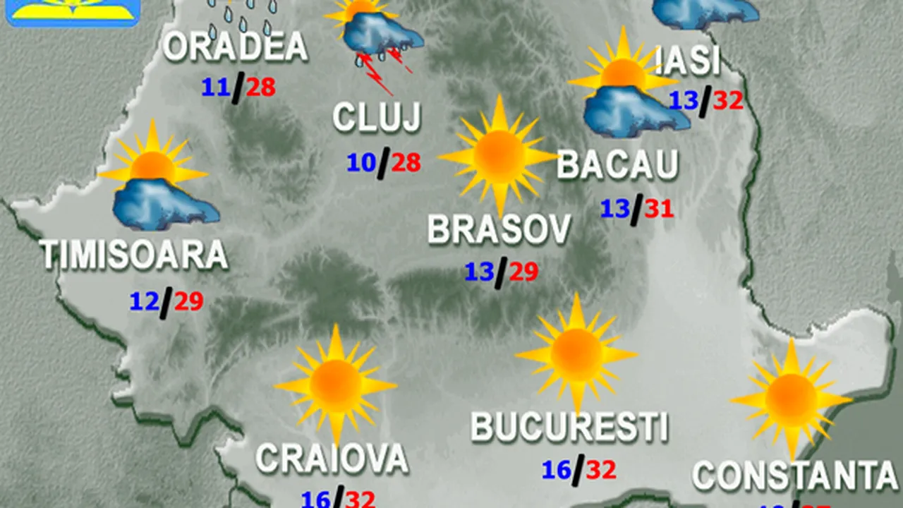PROGNOZA METEO: Cum va fi vremea joi şi vineri, în ţară şi în Bucureşti