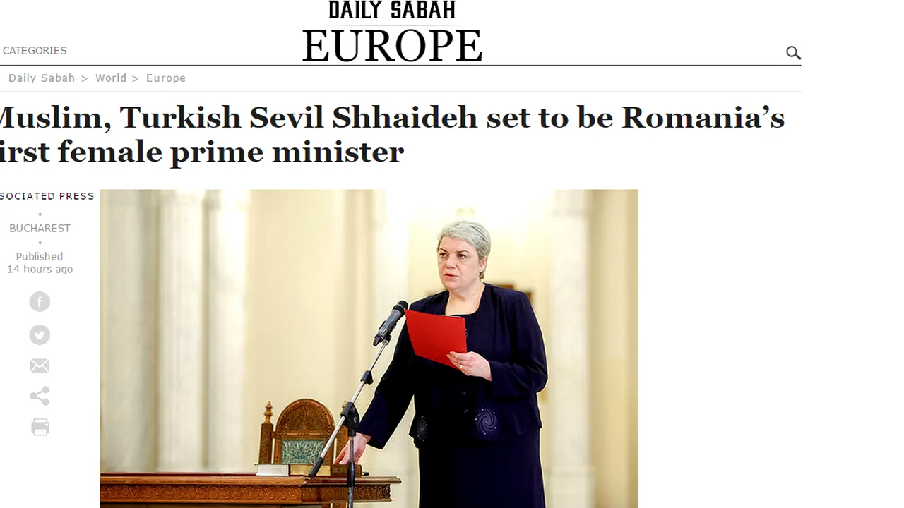 Cum se vede nominalizarea lui Sevil Shhaideh în presa internaţională 