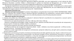 Dezvoltarea activităţii RITECH INTERNATIONAL IMPEX S.R.L prin crearea unei noi unităţi de producţie