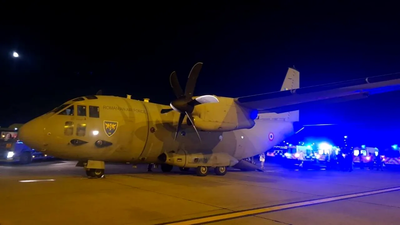 Trei pacienţi palestinieni şi familiile au fost duşi cu o aeronavă C 27J Spartan în Norvegia