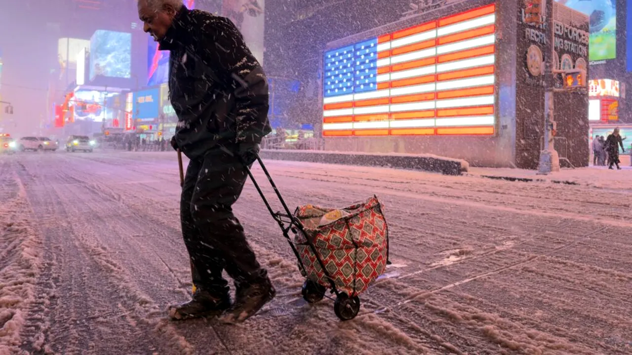 Furtuna de zăpadă paralizează SUA: Peste 5.700 de zboruri anulate și pene masive de curent