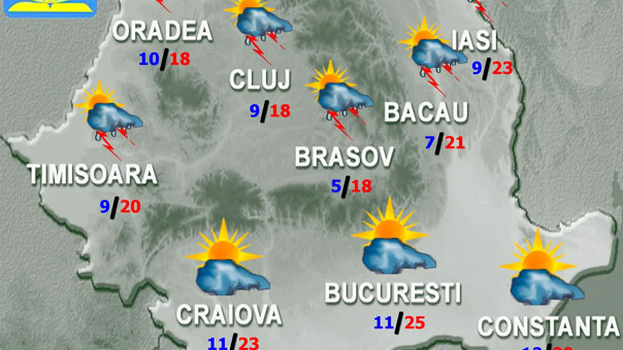 PROGNOZA METEO: Vremea va fi caldă pentru această dată. Ce temperaturi vor fi luni şi marţi