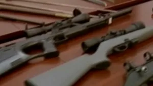 Arme, muniţie şi trofee, confiscate de poliţişti din locuinţa unui bărbat din Alexandria - VIDEO