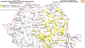 Pericol de inundaţii. Cod portocaliu de inundaţii pe râuri din 4 judeţe, Cod galben în 26 de judeţe