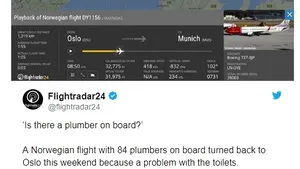 Ironia sorţii | Un WC înfundat a determinat un avion care avea 84 de instalatori la bord să se întoarcă din drum