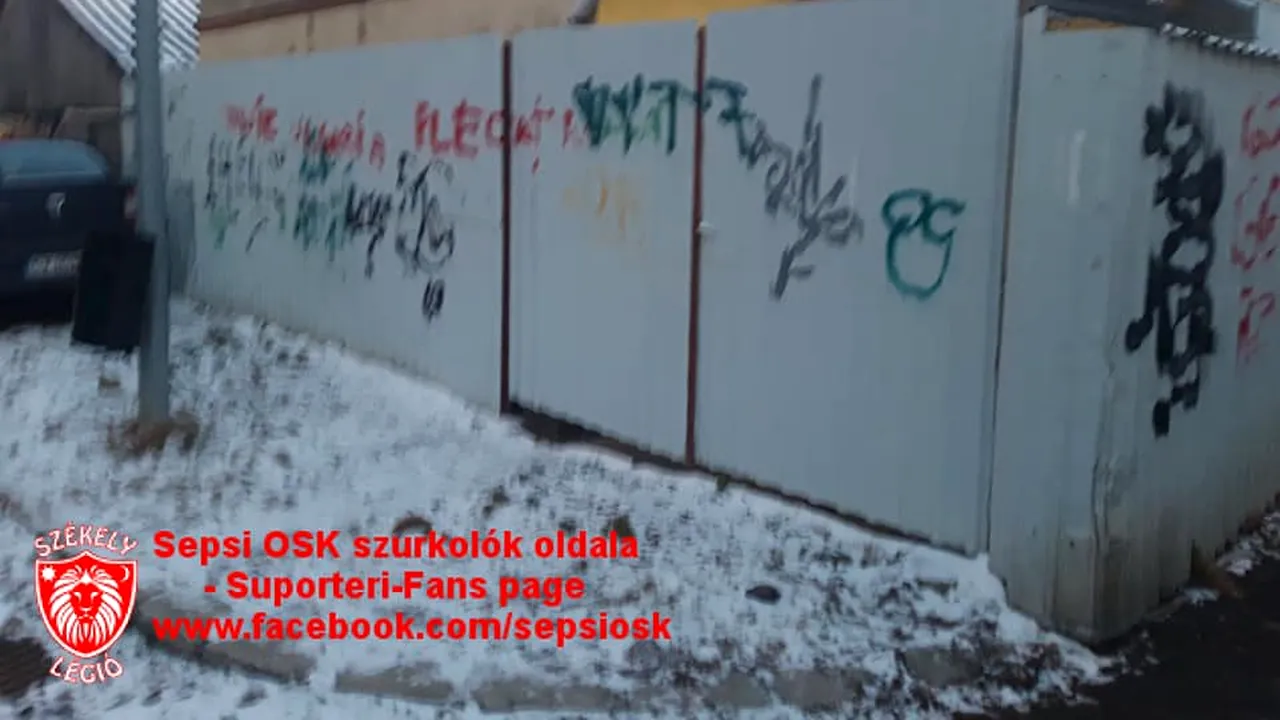 Mesaje anti-maghiare, în apropierea stadionului Sepsi din Sfântu Gheorghe. FOTO