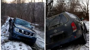 Turist blocat pe un drum forestier îngheţat, după ce GPS-ul l-a dus pe „drumul cel mai scurt”