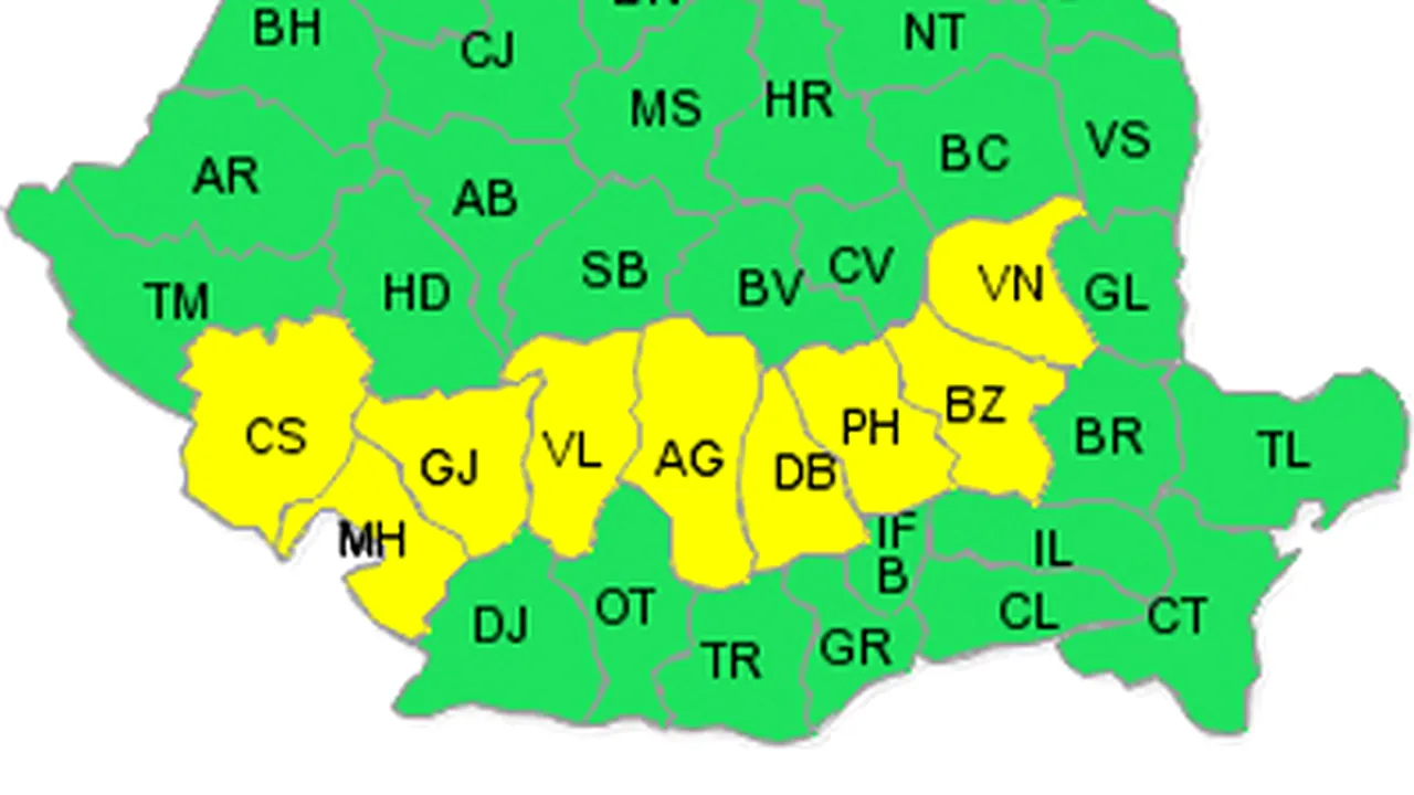 Atenţionare meteorologică Cod galben de vânt şi ploi