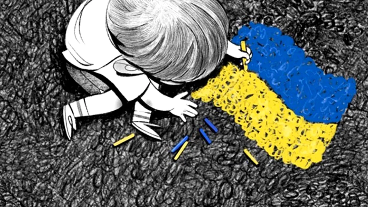 Artistul anonim Banksy foloseşte Ucraina ca ”pânză”. Acesta a creat lucrări pe clădirile distruse