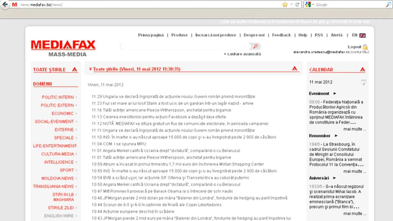 Flux gratuit de comunicate electorale, pe www.news.mediafax.biz