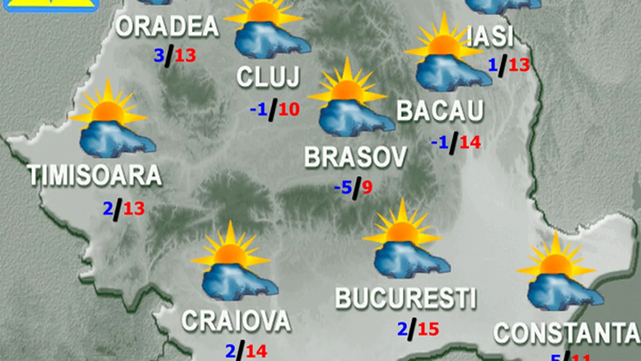 PROGNOZA METEO: Cum va fi vremea în următoarele zile