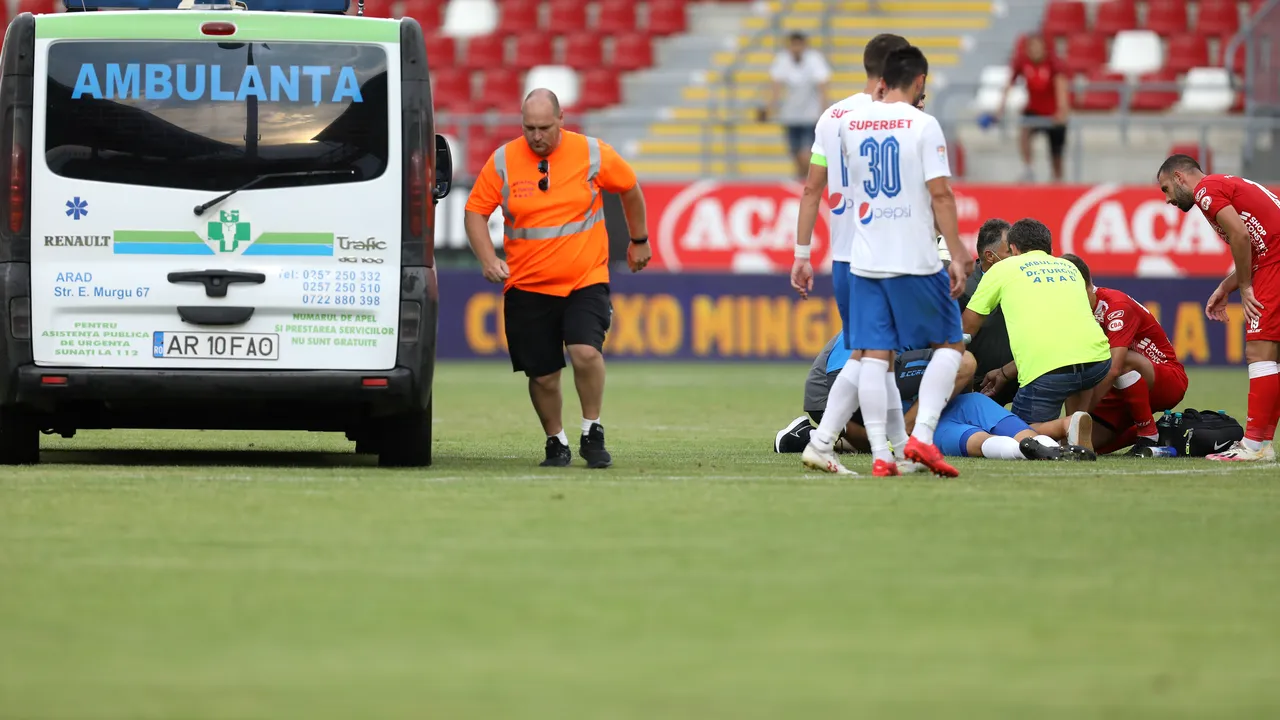 UTA Arad – Farul Constanţa, remiză albă. Meci marcat de accidentarea periculoasă a lui Dănuleasa