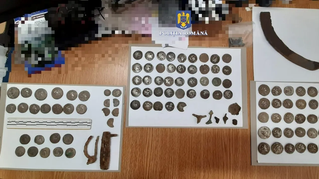 Monede antice într-un vas din bronz, cu valoare patrimonială deosebită, au fost găsite într-o pădure din Alba