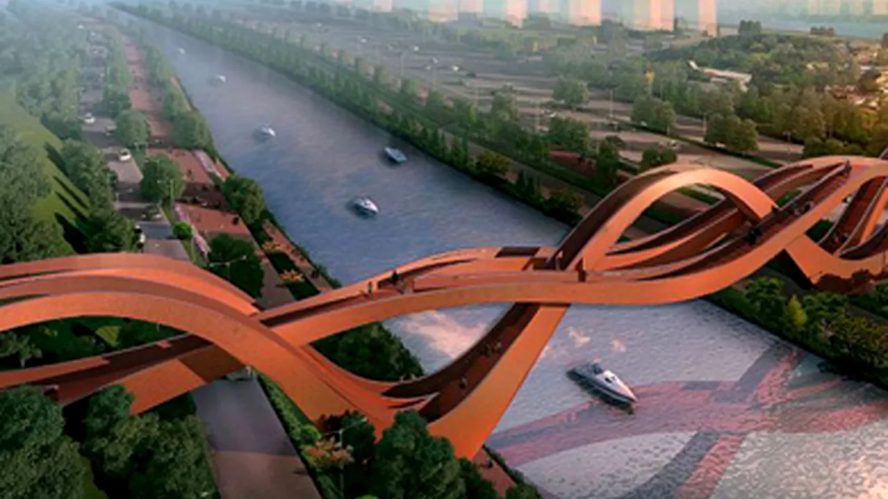 Podul înnodat. Cum va arăta trecerea pietonală peste un lac din China - FOTO