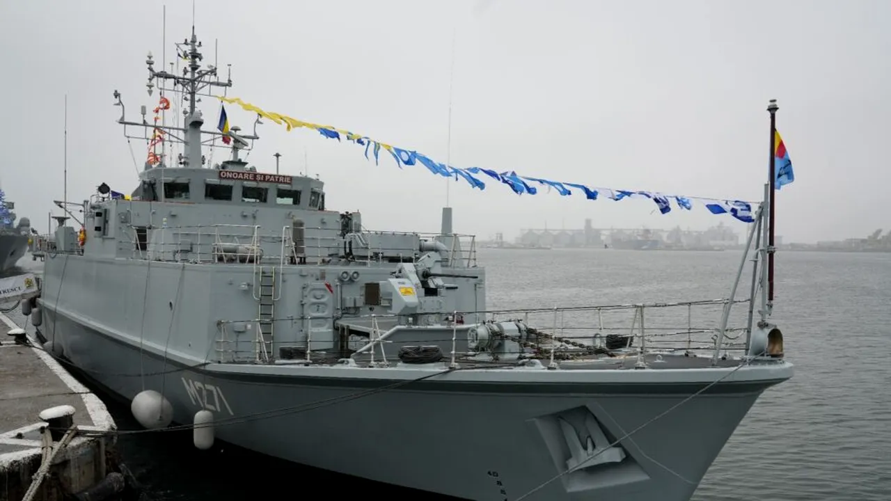 Noul vânător de mine marine al României, prezentat vineri în Portul militar Constanţa