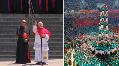 EXTERNE Papa Leon al XIV-lea, întâmpinat de un „castel uman” în Barcelona. Apel către tinerii afectați de depresie și anxietate