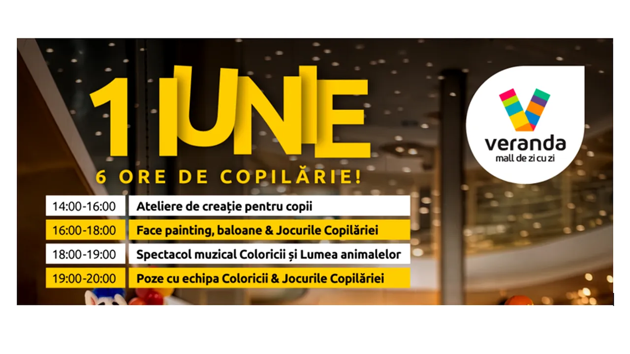 Sărbătorește Ziua Copilului la Veranda Mall! Ateliere creative, jocuri, spectacole și activități gratuite pentru cei mici