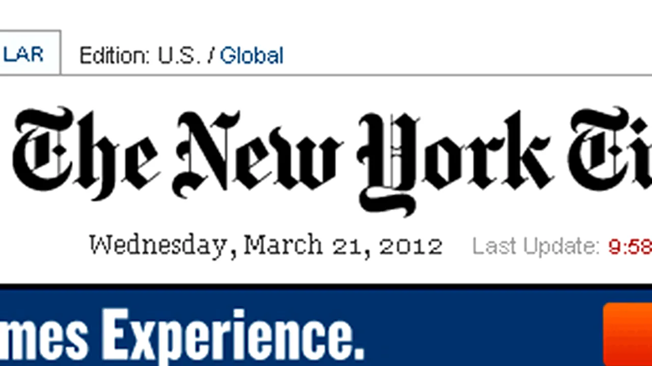 New York Times limitează accesul la conţinutul său online gratuit la doar 10 articole pe lună
