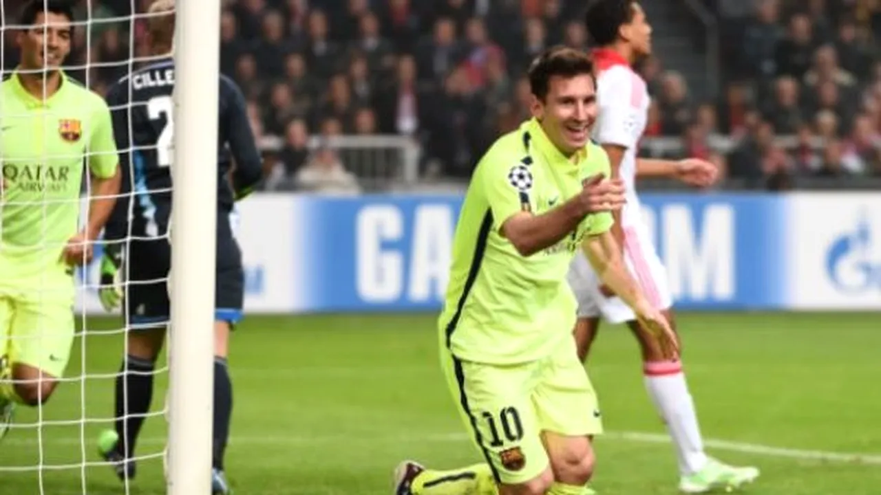 Lionel Messi a egalat recordul de goluri în Liga Campionilor deţinut de Raul Gonzalez