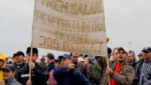 Romanian Steel Pipe Mkr ArcelorMittal Unionists Protest Against Labor Min