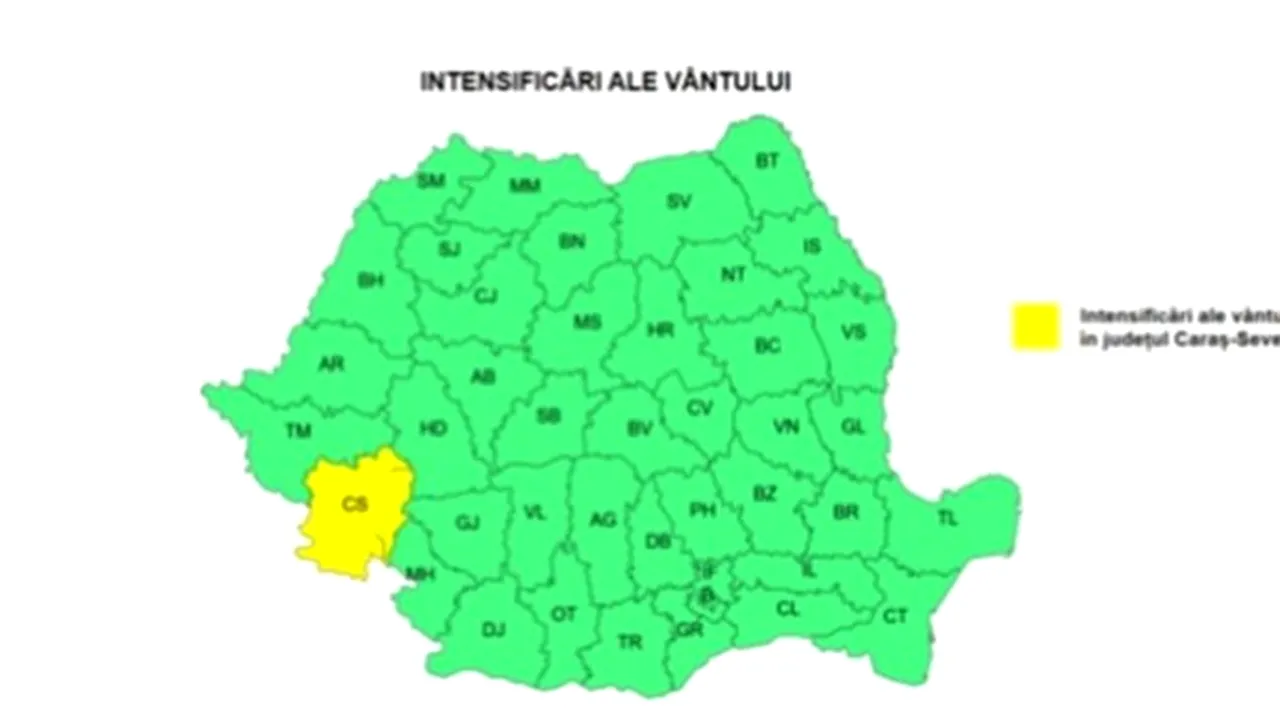 Vântul se dezlănțuie în Caraș-Severin. ANM a emis cod galben până miercuri
