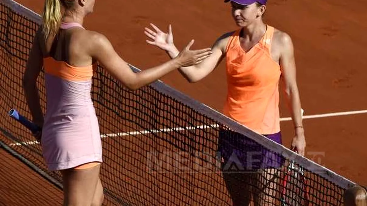 Turneul Campioanelor: Simona Halep pierde în faţa Mariei Şarapova, scor 4-6, 4-6, în Grupa Roşie