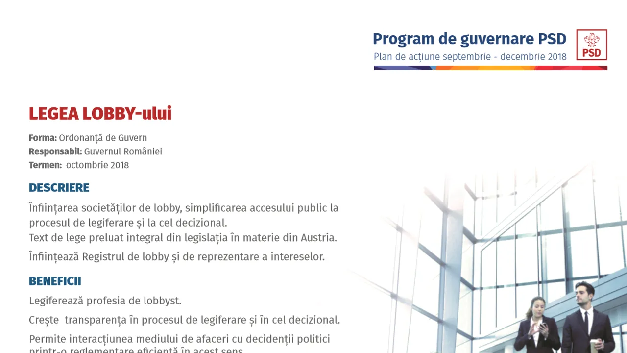 PSD discută la Neptun despre necesitatea unei legi a lobby-ului | DOCUMENT