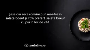 Şase din zece români pun mazăre în salata boeuf şi 70% preferă salata boeuf cu pui în loc de vită