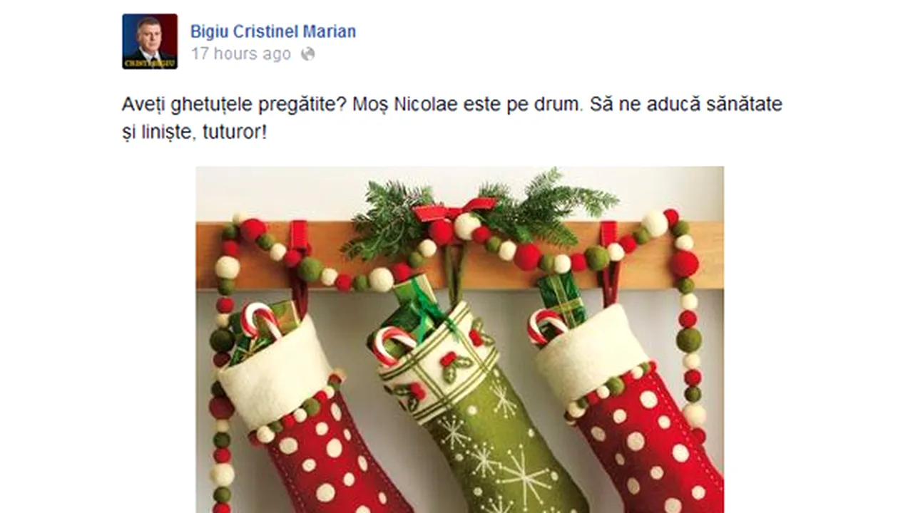 Preşedintele CJ Buzău, pe Facebook, cu câteva ore înainte de percheziţii: ”Aveţi ghetuţele pregătite? Moş Nicolae este pe drum!”