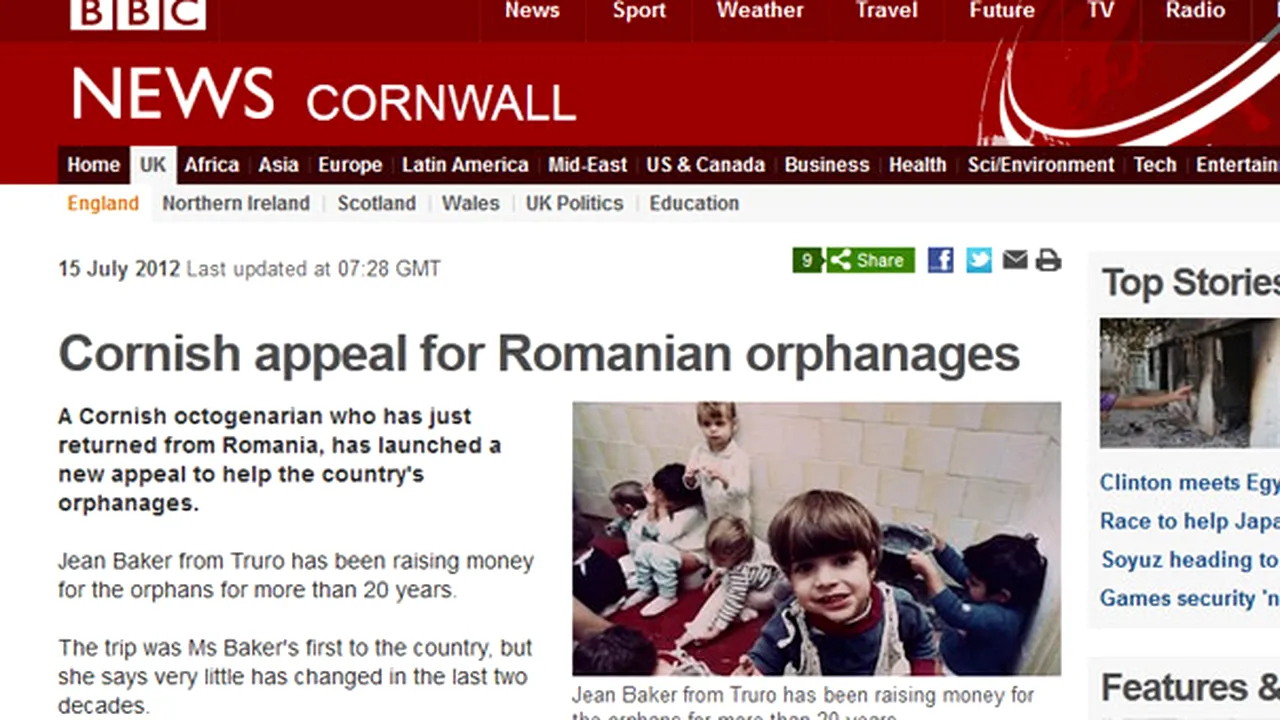O octogenară britanică strânge bani pentru orfelinatele din România: 