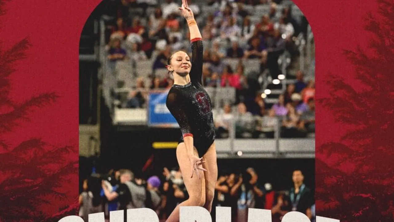 Gimnasta Ana Bărbosu, o nouă performanță de top pentru Stanford, în campionatul universitar american