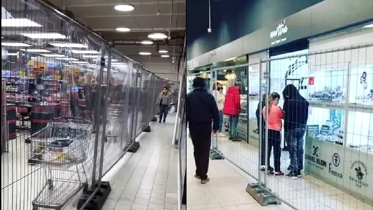 Garduri montate pentru nevaccinaţi într-un magazin. S-a lăsat cu amendă
